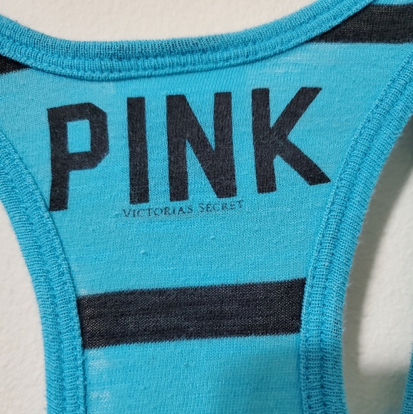 Pink blue and black striped tank XS - Picture 3 of 5